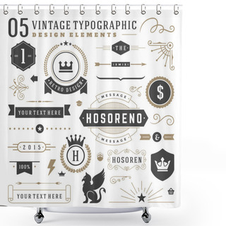 Personality  Retro Vintage Typographic Design Elements Shower Curtains