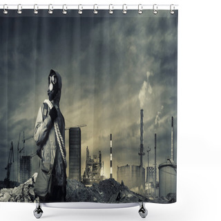 Personality  Man Survivor In Gas Mask Shower Curtains