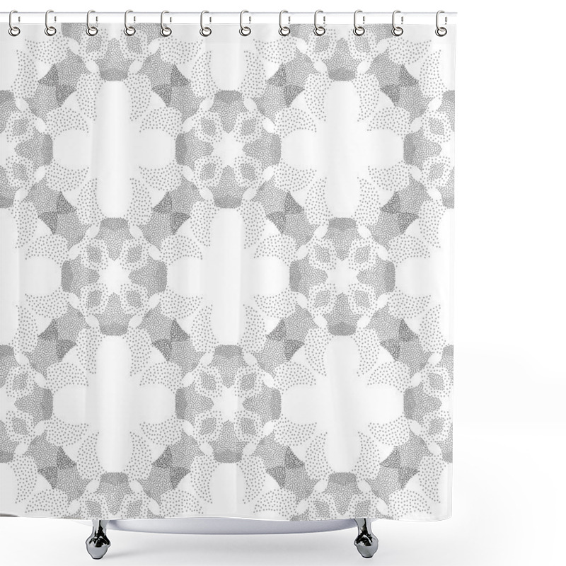 Personality  Circle Cross Gray Abstract Seamless Pattern Shower Curtains