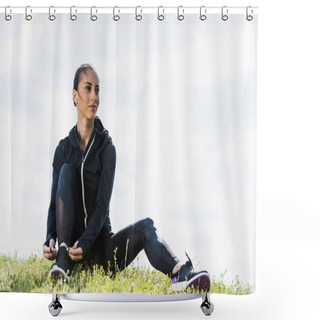 Personality  Woman Lacing Sneakers Shower Curtains