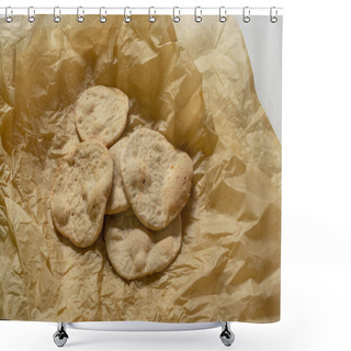 Personality  Bread Rolls Are On A Vintage Gold Background. Shower Curtains
