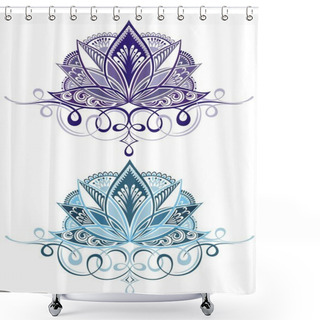 Personality  Vector Ornamental Lotus, Ethnic Henna Tattoo Shower Curtains