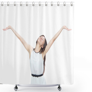 Personality  Woman With Arms Open Feeling Freedom And Happines Shower Curtains