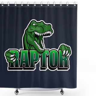 Personality  Raptor Mascot,cartoon Raptor ,dinosaur Illustration , Shower Curtains