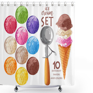 Personality  Set Of Vector Ice Creams Shower Curtains