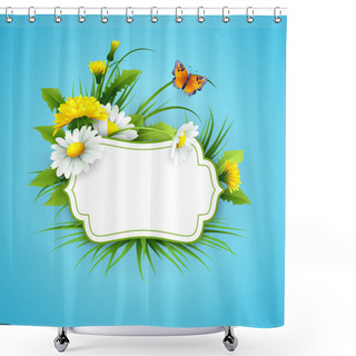 Personality  Fresh Spring Background With Grass, Dandelions And Daisies Shower Curtains