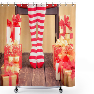 Personality  Sexy Santa Woman Legs Shower Curtains