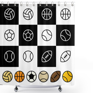 Personality  Sport Balls Vector Icon Set Shower Curtains