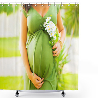 Personality  Pregnant Enjoying Summer Park Shower Curtains