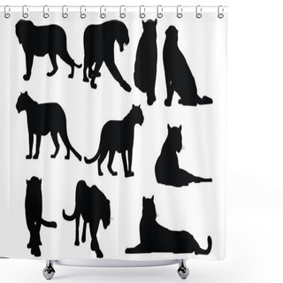 Personality  Black Panther Silhouette Vector Illustration Shower Curtains