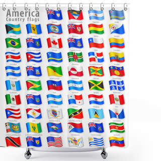 Personality  American Vector Waving Flag Set Shower Curtains
