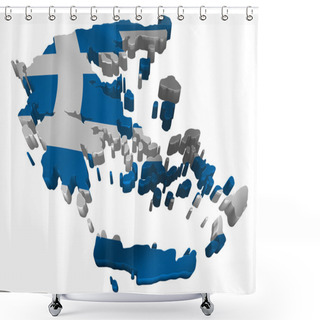 Personality  Flag And Map Of Greece Shower Curtains