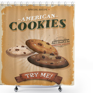 Personality  Grunge And Vintage American Cookies Poster Shower Curtains