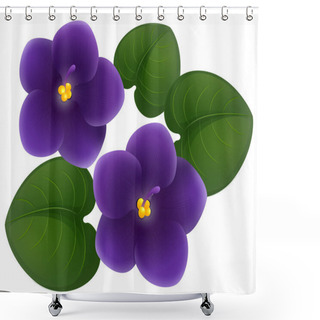 Personality  African Violet Flowers And Green Leaves Shower Curtains