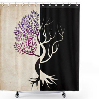 Personality  Tree Concept Symbolizing The Seasons. Vector Illustration Shower Curtains