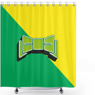 Personality  Bow Green And Yellow Modern 3d Vector Icon Logo Shower Curtains