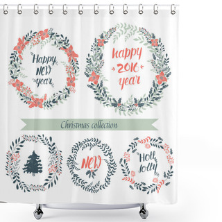 Personality  Christmas Collection Wreaths Shower Curtains