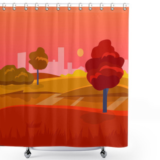 Personality  Cartoon Desert Evening Landscape Shower Curtains