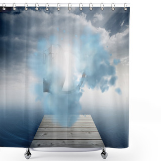 Personality  Open Safe In Sky Over Ocean Shower Curtains