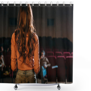 Personality  Back View Of Actress And Stage Director In Theater Shower Curtains