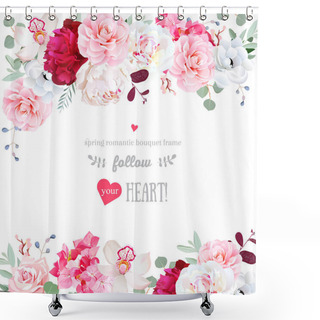 Personality  Romantic Floral Frame Arranged From Flowers And Leaves Shower Curtains