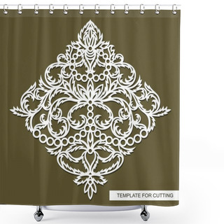 Personality  Element With Floral Ornaments. An Ornate Pattern Of Leaves, Rings And Flowers. The Shape Is A Square Rhombus. Isolated White Object On Brown Background. Vector Template For Plotter Laser Cutting. Shower Curtains