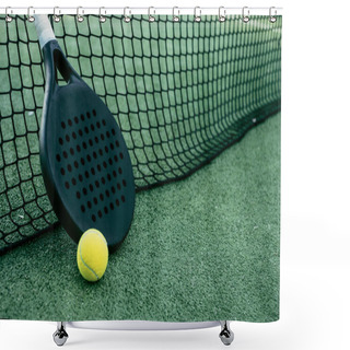 Personality  Paddle Tennis Rackets And Balls On Artificial Grass Shower Curtains