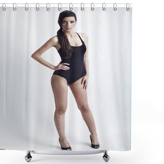 Personality  Beautiful Brunette Model Shower Curtains