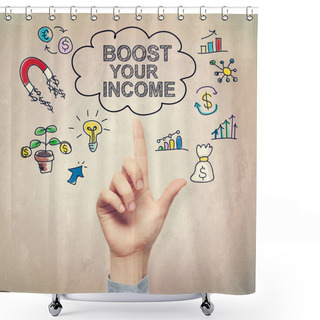 Personality  Hand Pointing To Boost Your Income Concept Shower Curtains