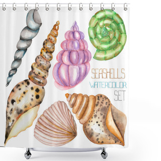 Personality  A Set With The Watercolor Shells Shower Curtains