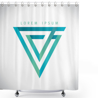 Personality  V Letter, Inverted Triangle Logo. Shower Curtains