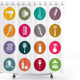 Personality  Hairdressing Equipment Icons Shower Curtains