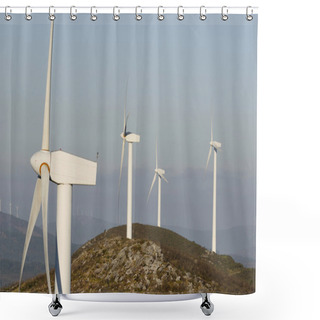 Personality  Windmills Park In Mountains Shower Curtains