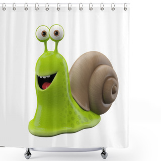 Personality  Funny Green Cartoon Snail Shower Curtains