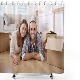 Personality  Smiling Couple At Home Shower Curtains