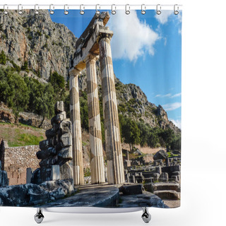 Personality  Athena Pronoia Temple At Delphi In Greece Shower Curtains