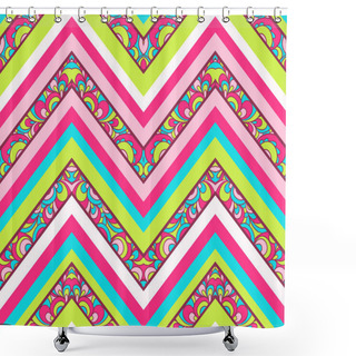 Personality  Colorful Zig Zag Pattern Shower Curtains