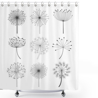 Personality  Black And White Dandelions Set Vector Illustration Shower Curtains