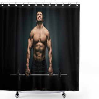 Personality  Athletic Man Weightlifting Shower Curtains