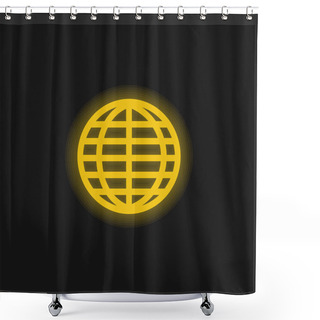 Personality  Big Globe Grid Yellow Glowing Neon Icon Shower Curtains