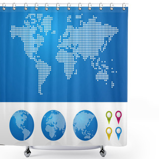 Personality  Dotted World Maps And Globes Shower Curtains