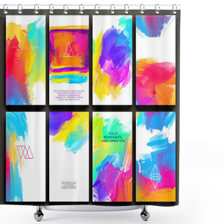 Personality  Set Of Templates With Watercolor Paint Splashes Shower Curtains