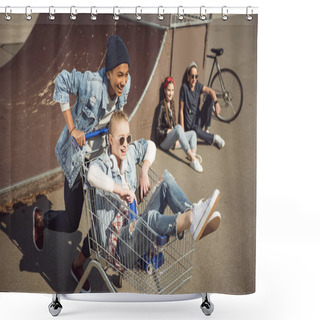Personality  Teenagers Group Having Fun  Shower Curtains