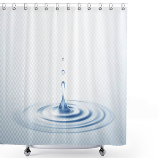 Personality  Realistic Transparent Drop And Circle Ripples Isolated Background. Vector Illustration Shower Curtains