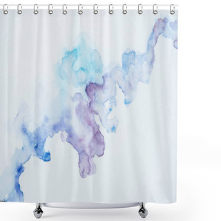 Personality  Abstract Texture With Blue And Purple Watercolor Blots Shower Curtains