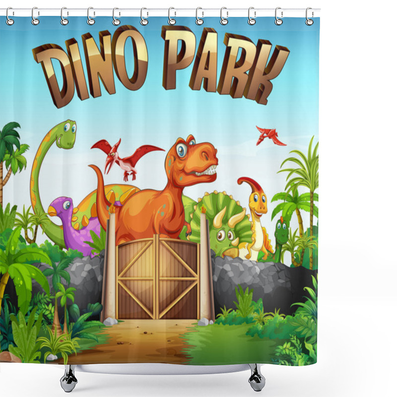 Personality  Park Full Of Dinosaurs Shower Curtains