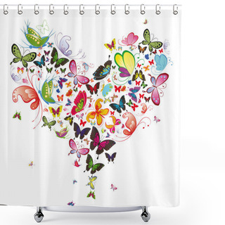 Personality  Butterfly Heart, Valentine Illustration. Element For Design Shower Curtains
