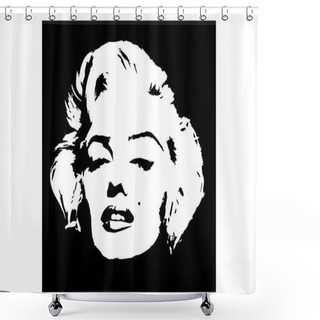 Personality  Marilyn Monroe Vector Graphic Portrait, Diva Icon Black Background  Shower Curtains