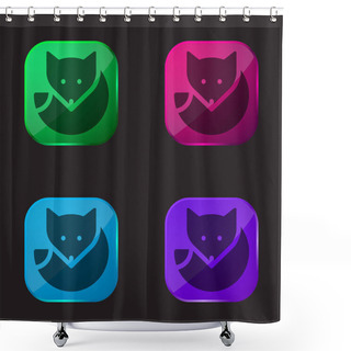 Personality  Arctic Fox Four Color Glass Button Icon Shower Curtains