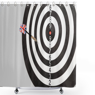 Personality  Dart In Darts Board Isolated On Grey With Copy Space Shower Curtains